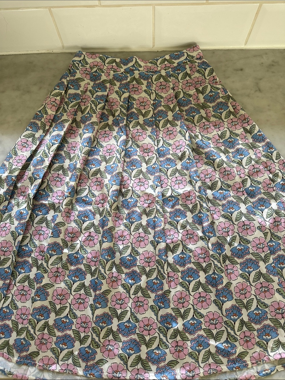 Zara Kids Satin Floral Pleated Skirt Size 10